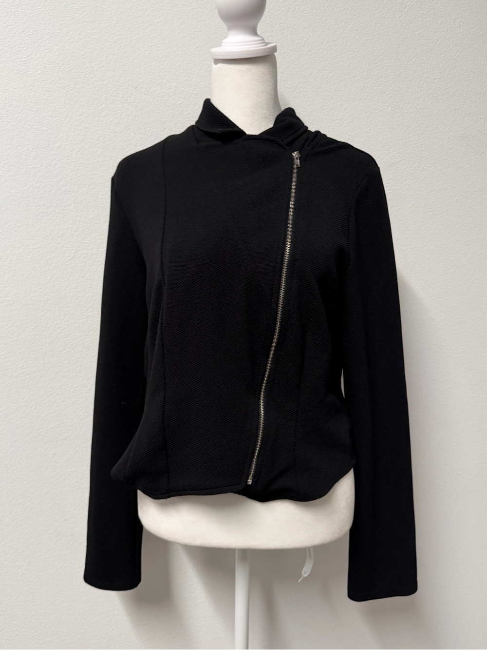 Mosaic & Co. Black Asymmetrical Zip Jacket Women’s XL Textured Moto Career